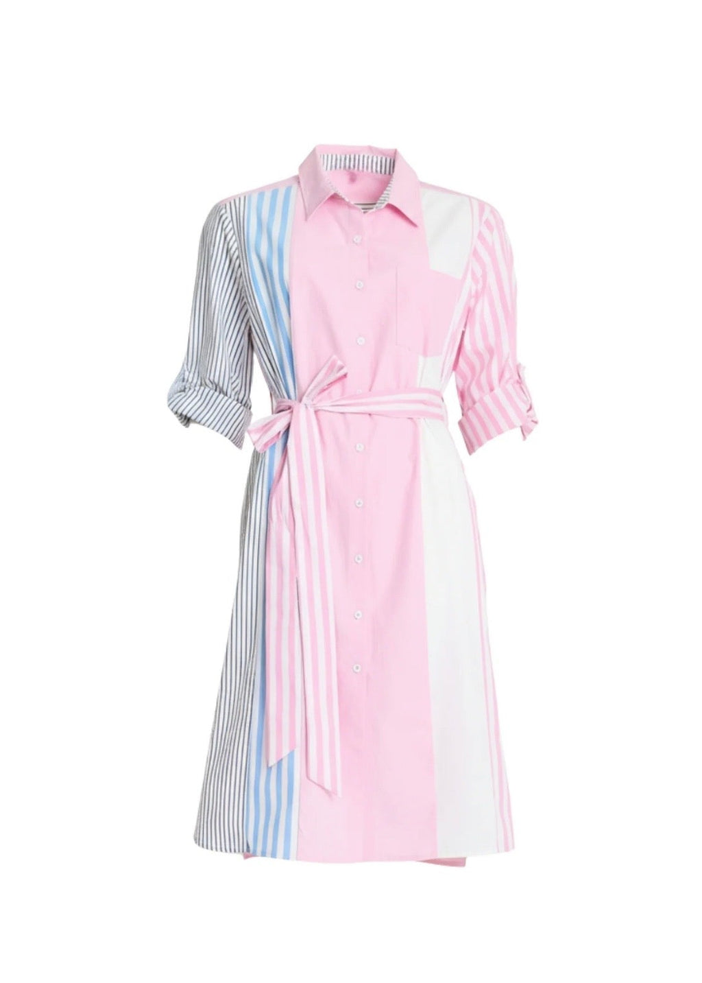 Miramar Stripe Print Dress ~ Pink/White