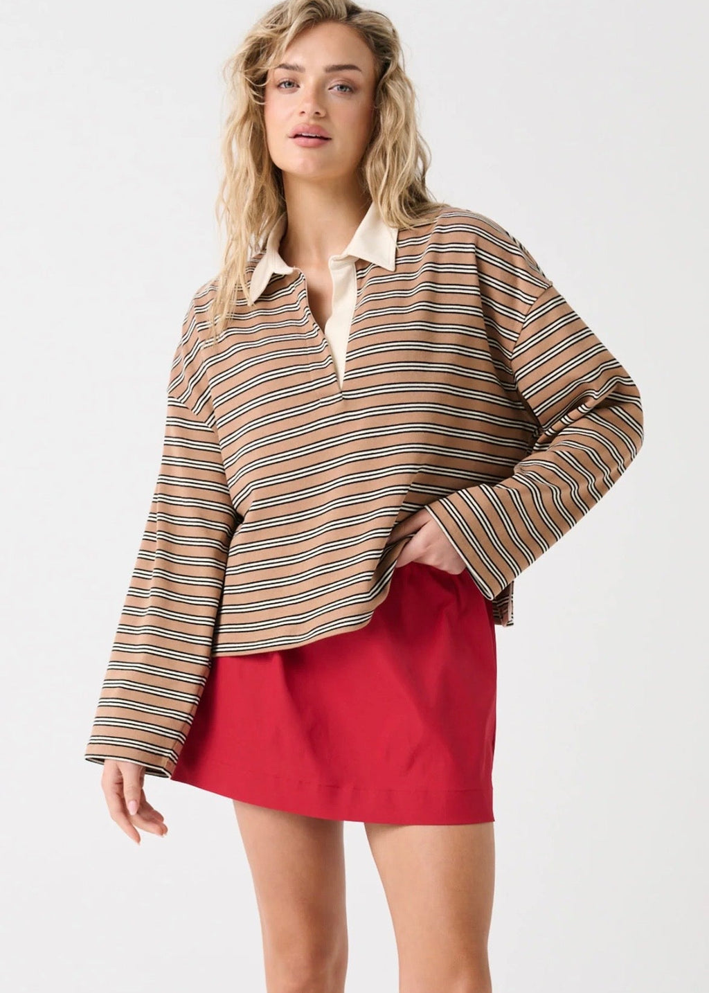 Alisa Rugby Tee ~ Toffee Stripe