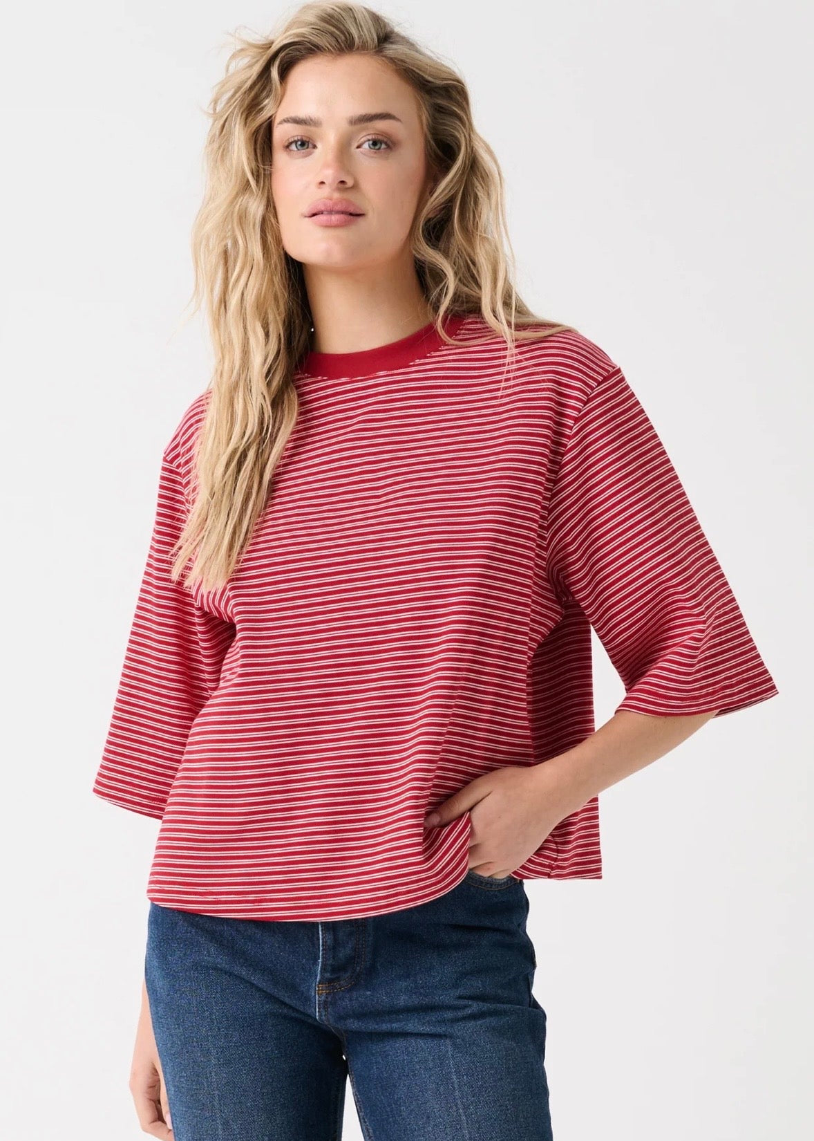 Hallie Tee ~ Red Stripe