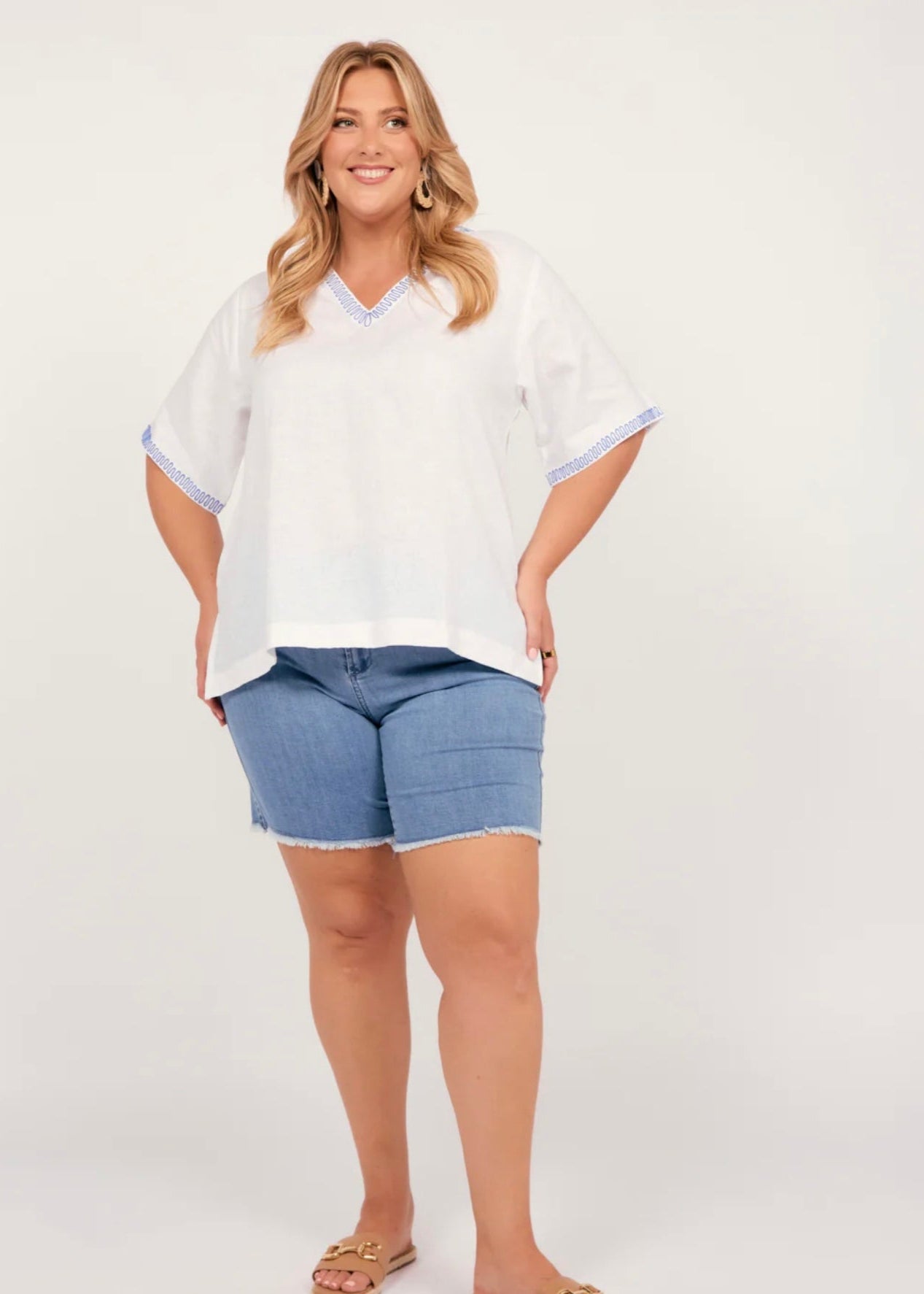 Samara Linen Top ~ Island Breeze