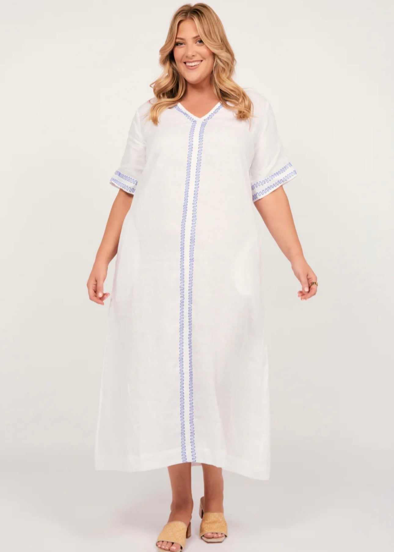 Tamara Linen Maxi Dress ~ Island Breeze