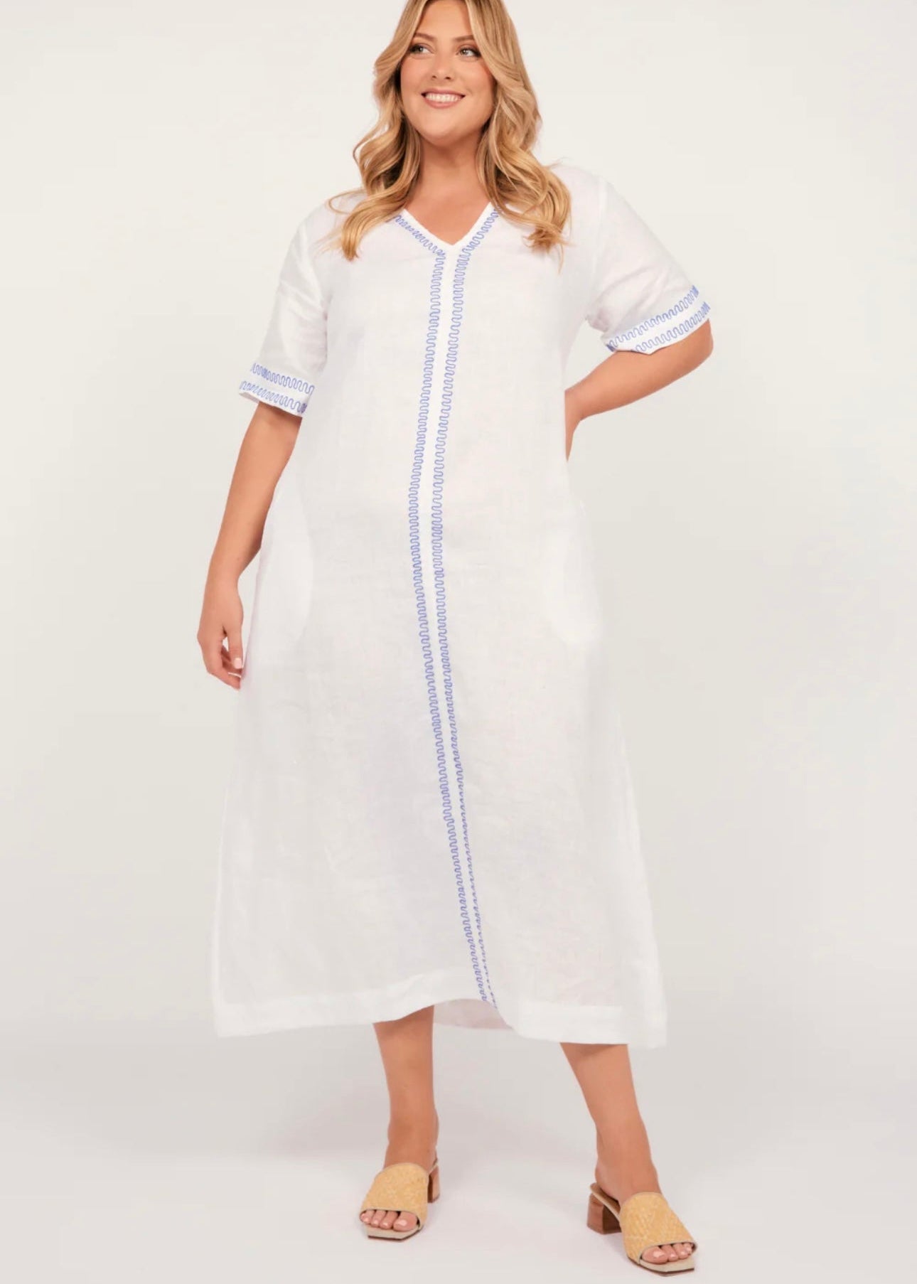 Tamara Linen Maxi Dress ~ Island Breeze