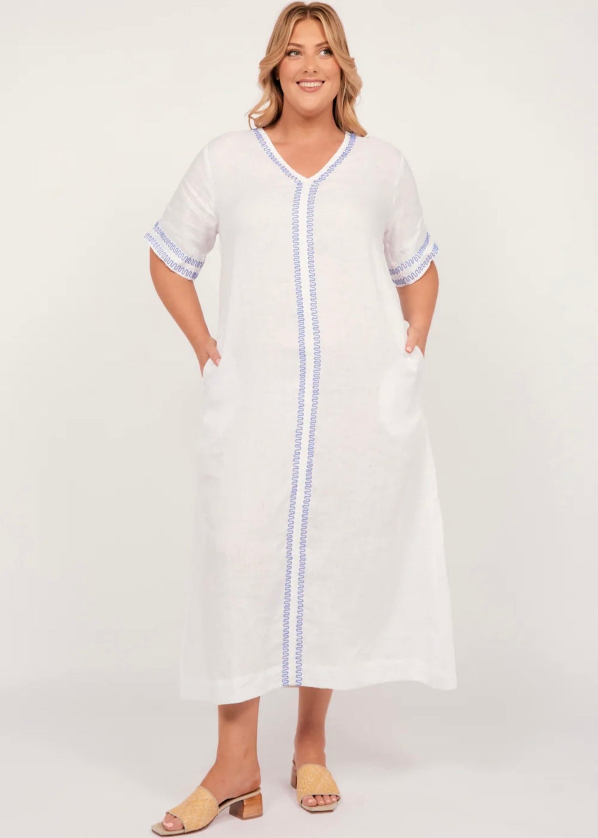 Tamara Linen Maxi Dress ~ Island Breeze