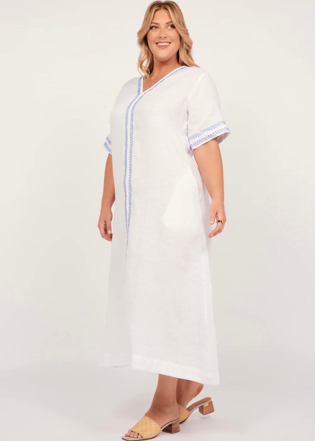 Tamara Linen Maxi Dress ~ Island Breeze