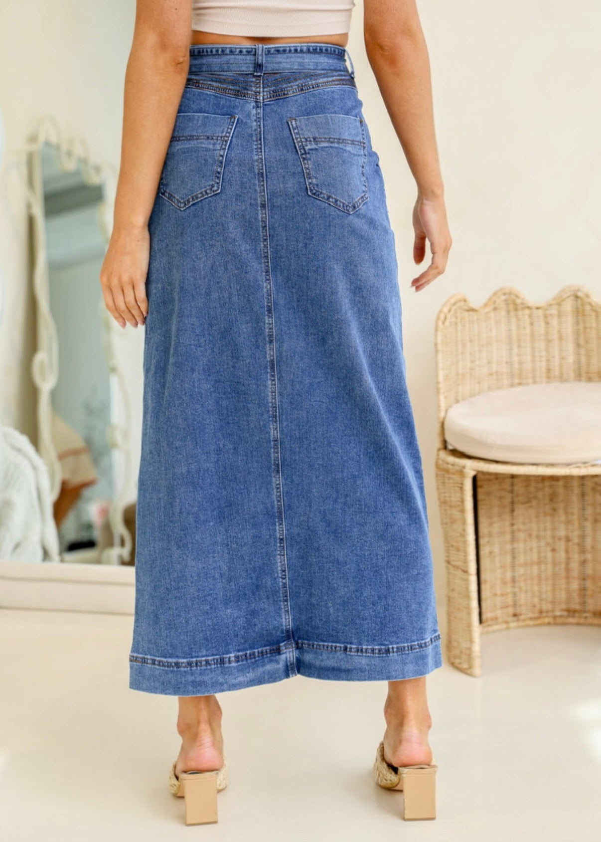 Charli Stitch Detail Skirt ~ Denim