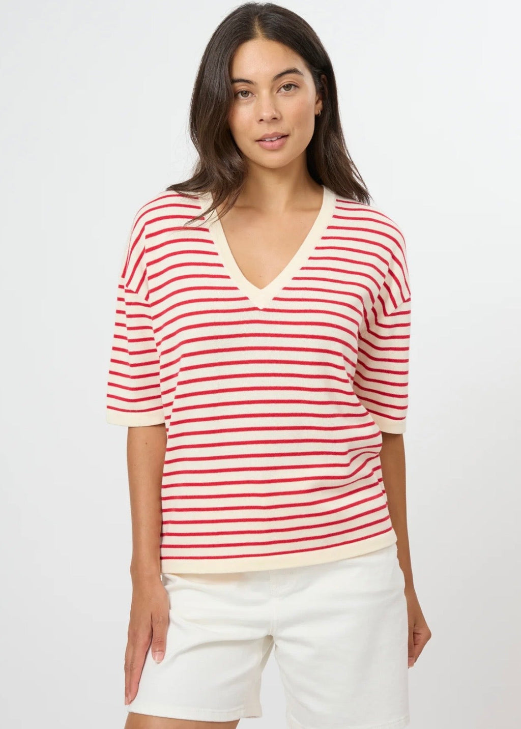 Celine Knit ~ Ivory/Red