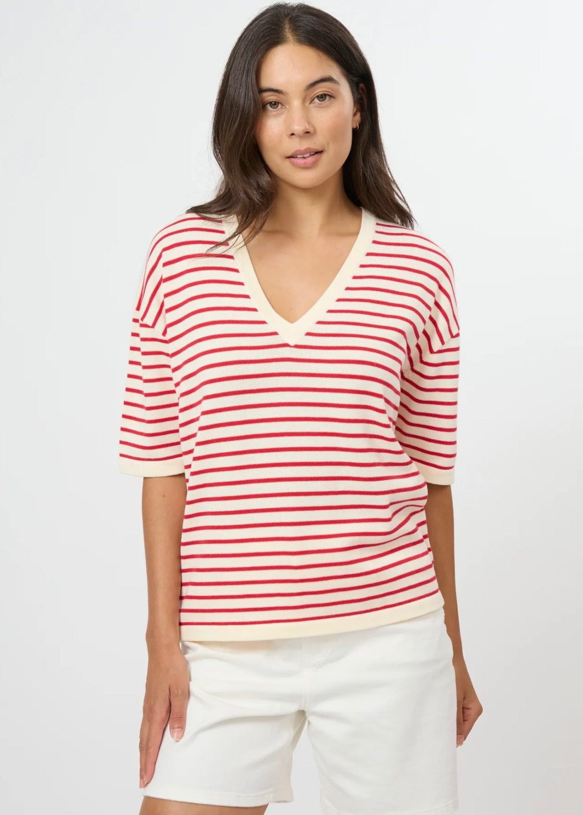 Celine Knit ~ Ivory/Red