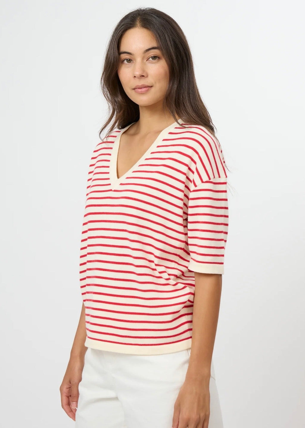Celine Knit ~ Ivory/Red