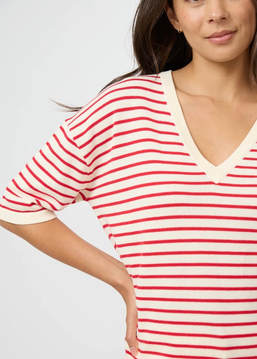 Celine Knit ~ Ivory/Red