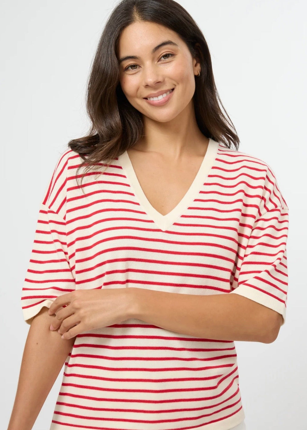 Celine Knit ~ Ivory/Red