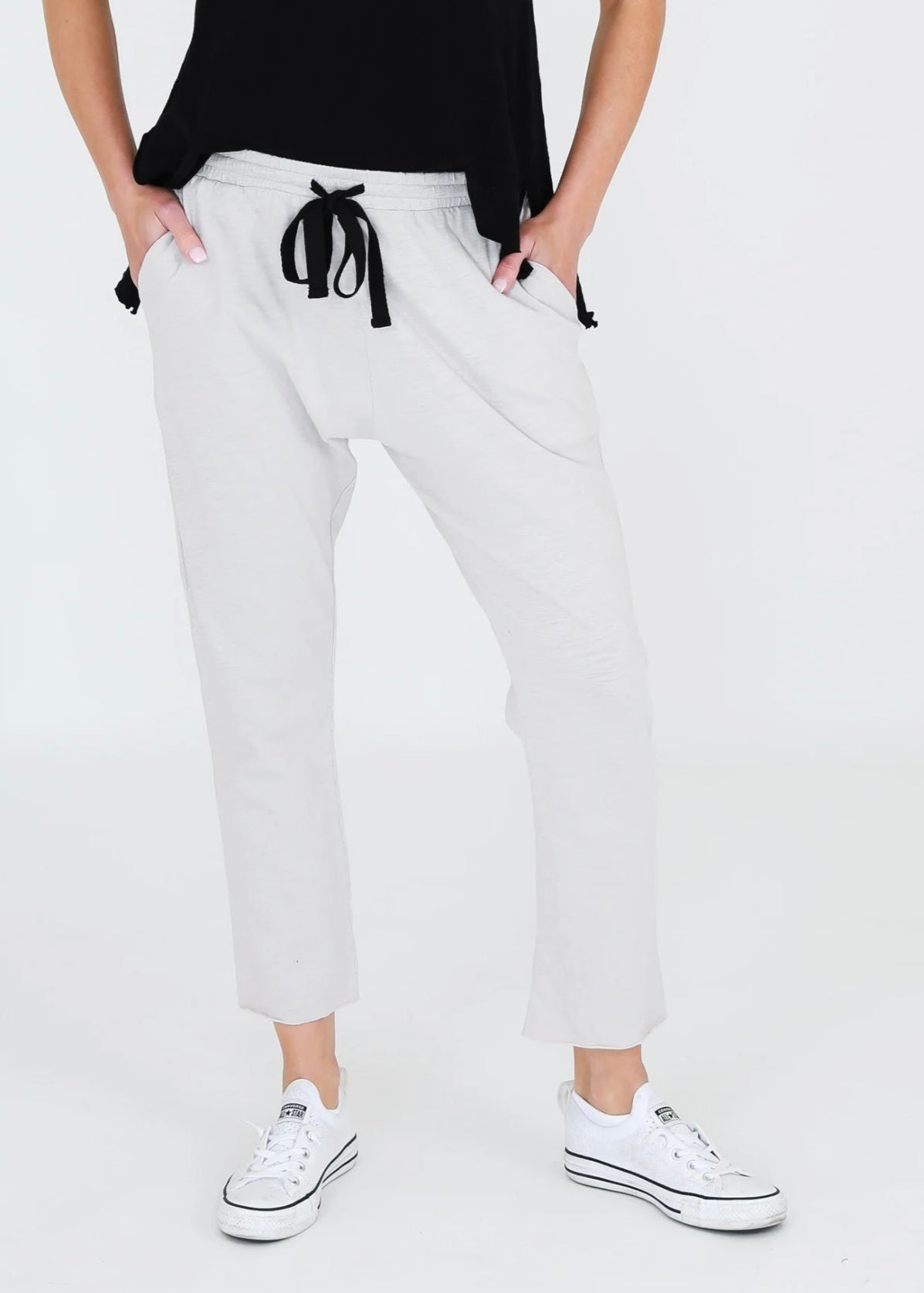 Ariel Raw Edge Hem Jogger ~ Angora
