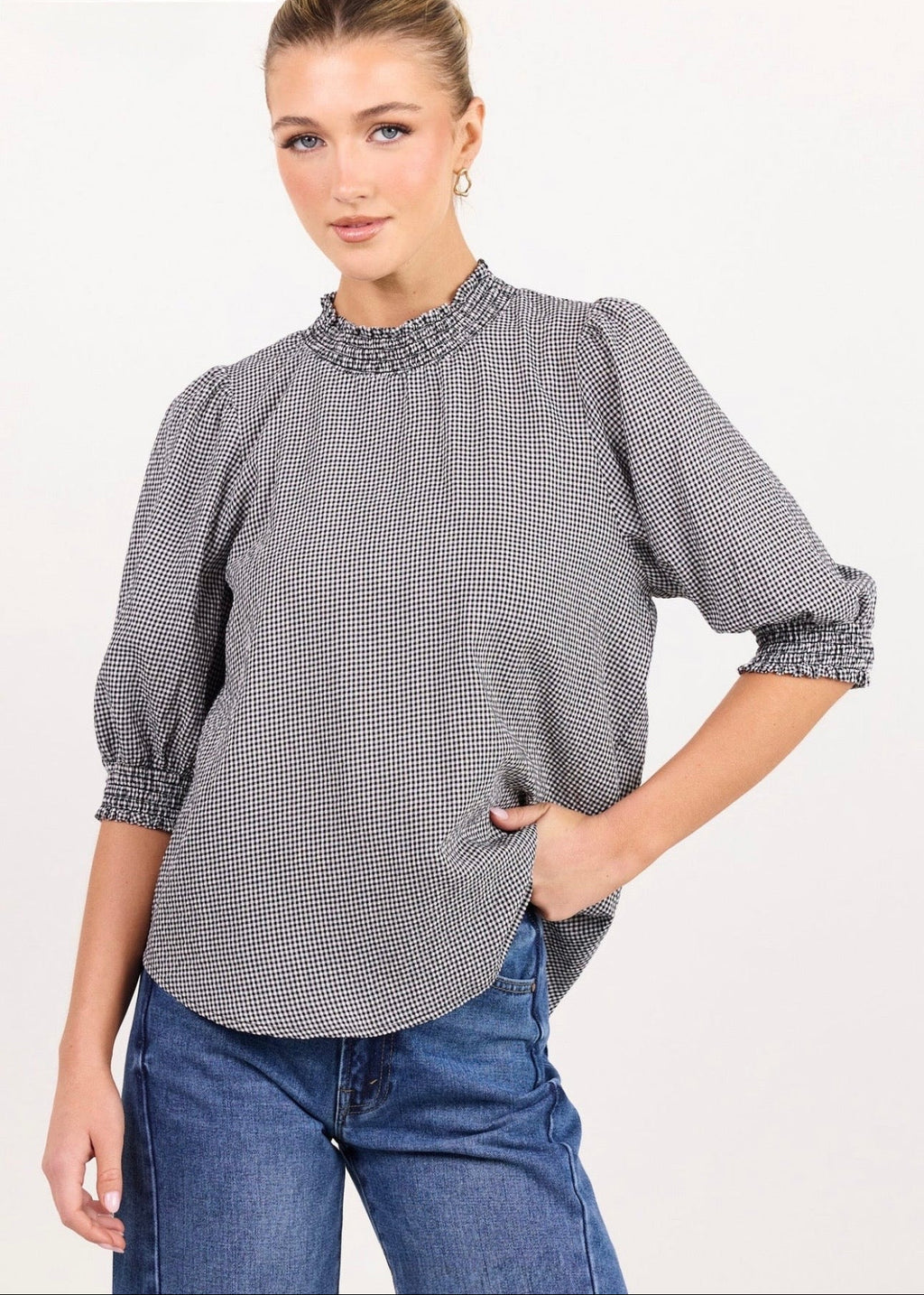 Influential High Neck Top ~ Gingham