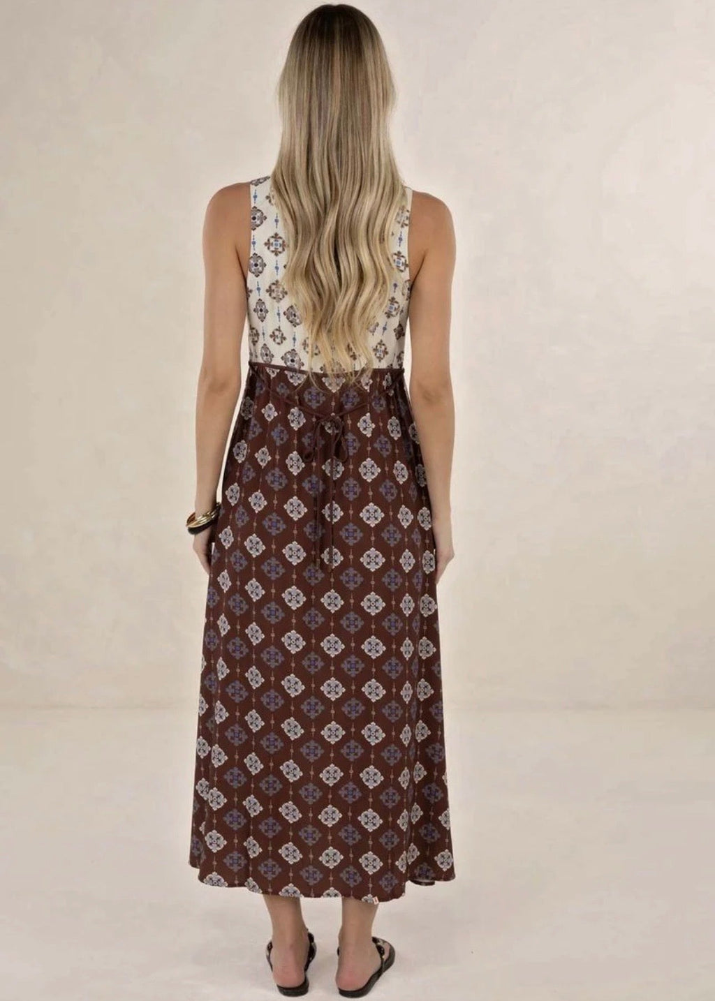 Vintage Tales Maxi Dress ~ Choc/Cream