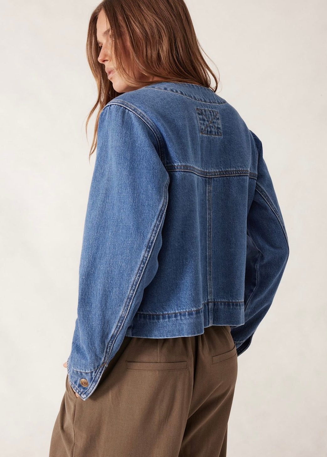 Collarless Denim Jacket ~ Fresh Indigo