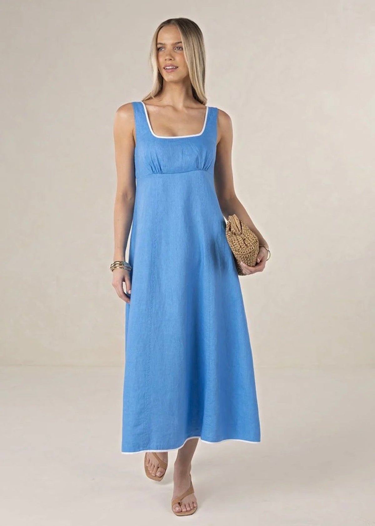 Tullulah Dress ~ Cornflower/White