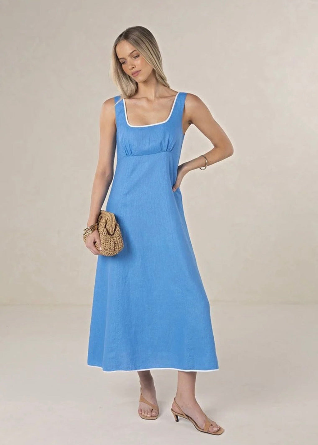 Tullulah Dress ~ Cornflower/White