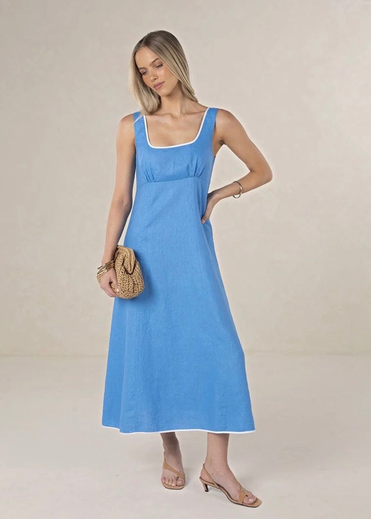 Tullulah Dress ~ Cornflower/White