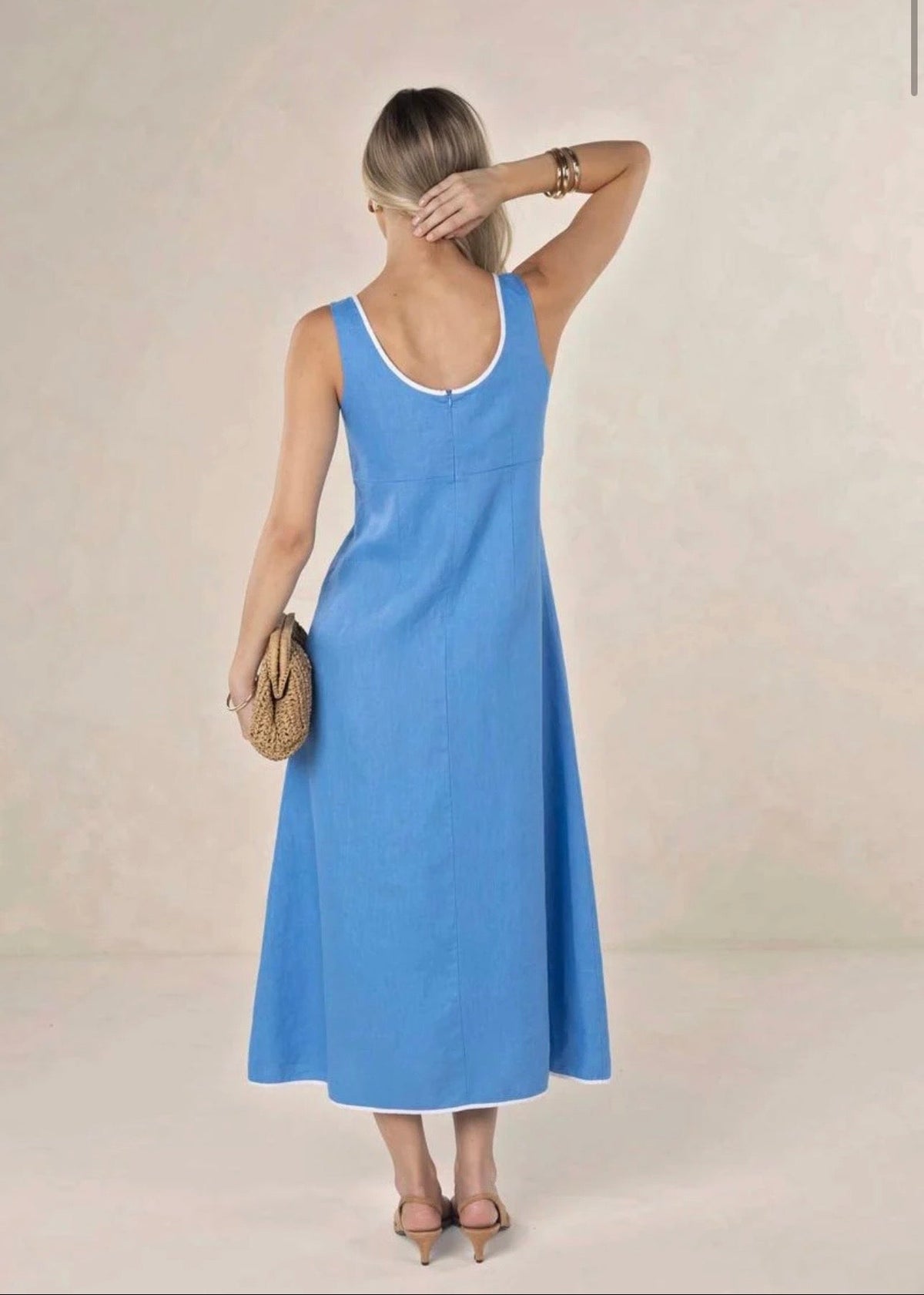 Tullulah Dress ~ Cornflower/White