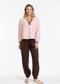 Anika Embroidered Shirt ~ Dusty Pink