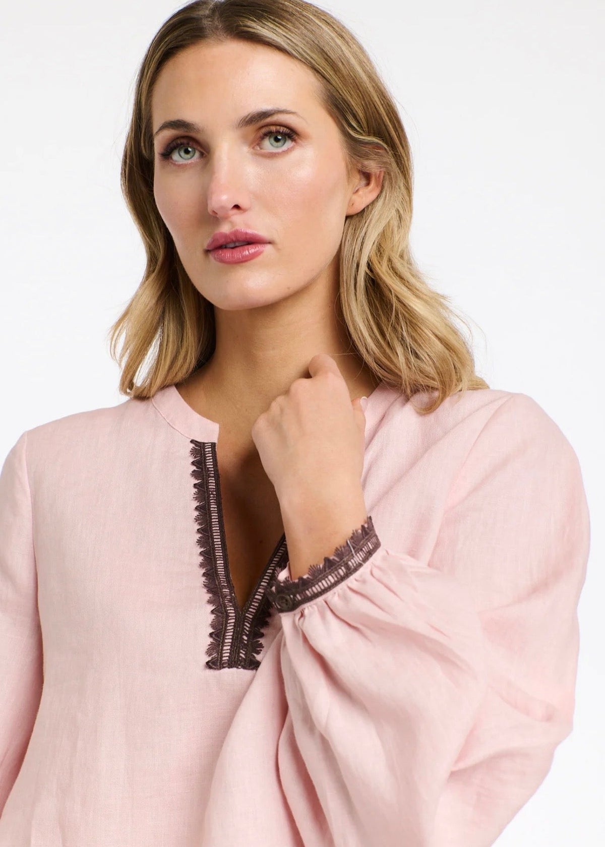 Anika Embroidered Shirt ~ Dusty Pink