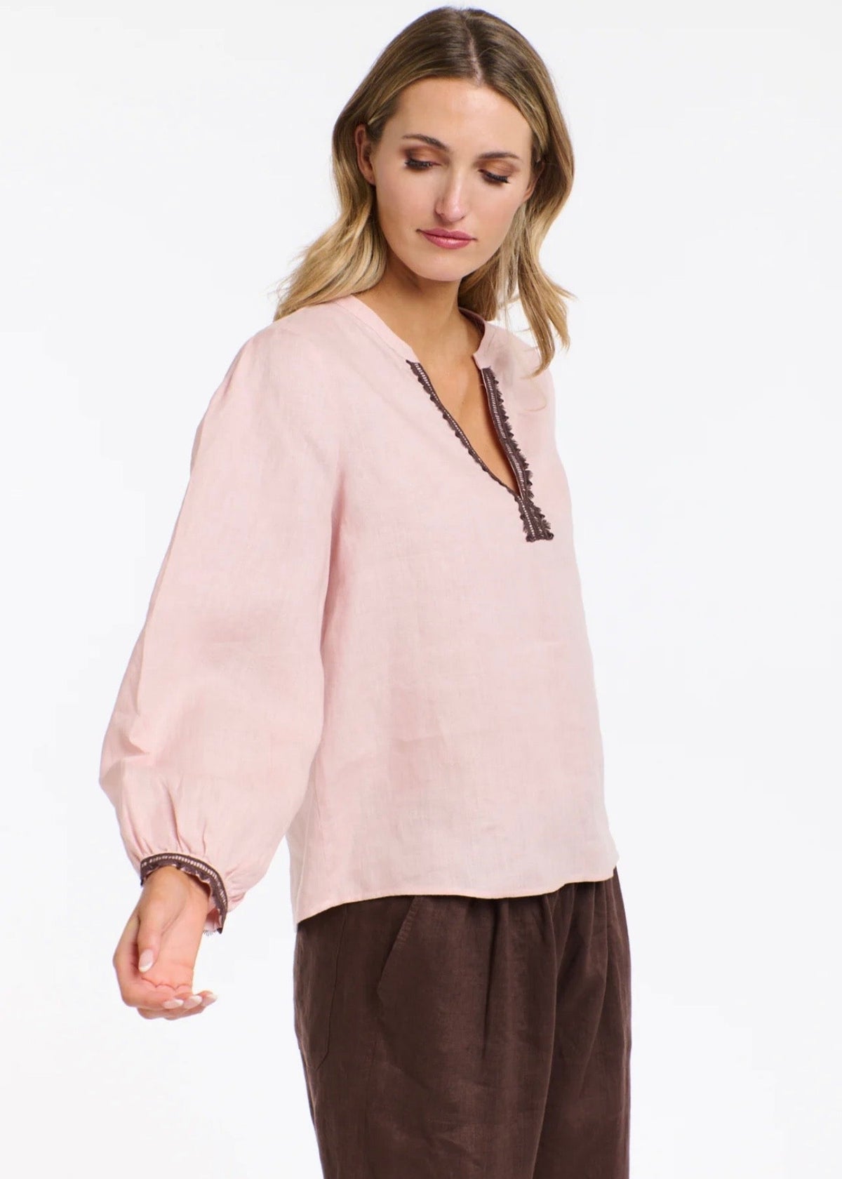 Anika Embroidered Shirt ~ Dusty Pink