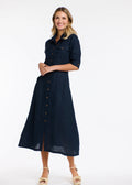 Georgia Linen Dress ~ Navy