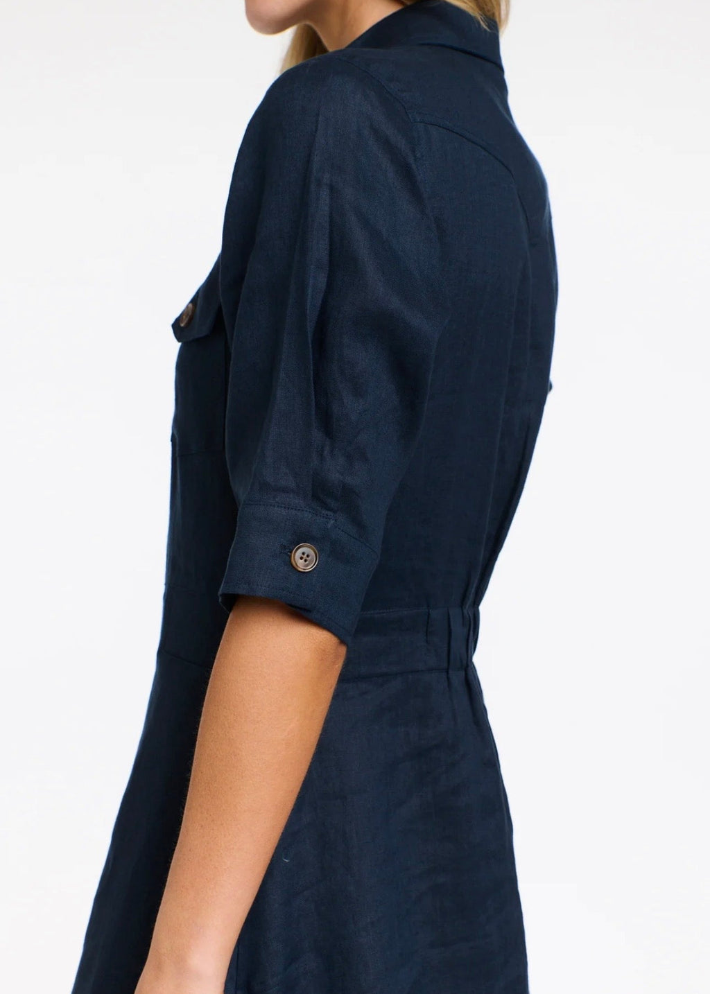 Georgia Linen Dress ~ Navy
