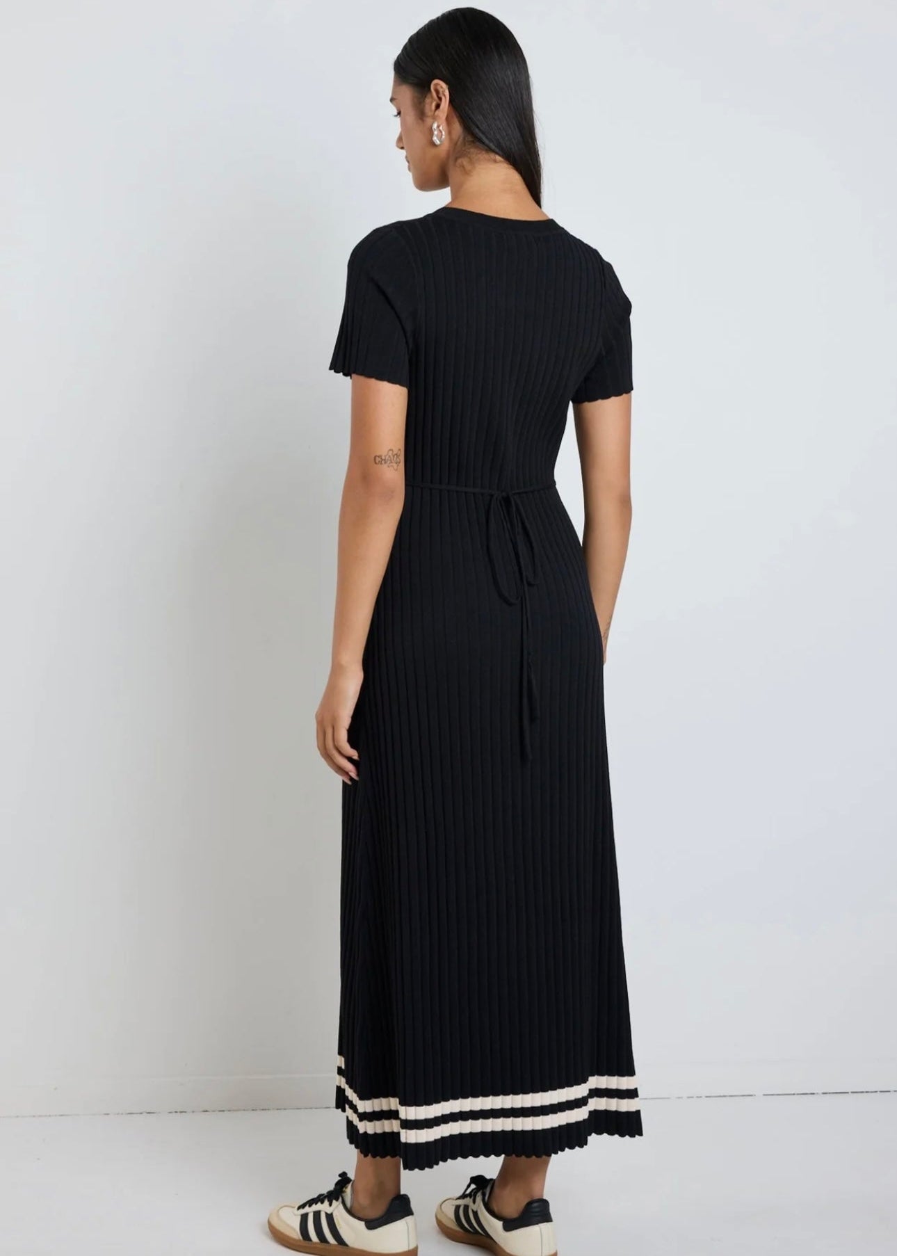 Taken Crewneck SS Dress ~ Black Stripe