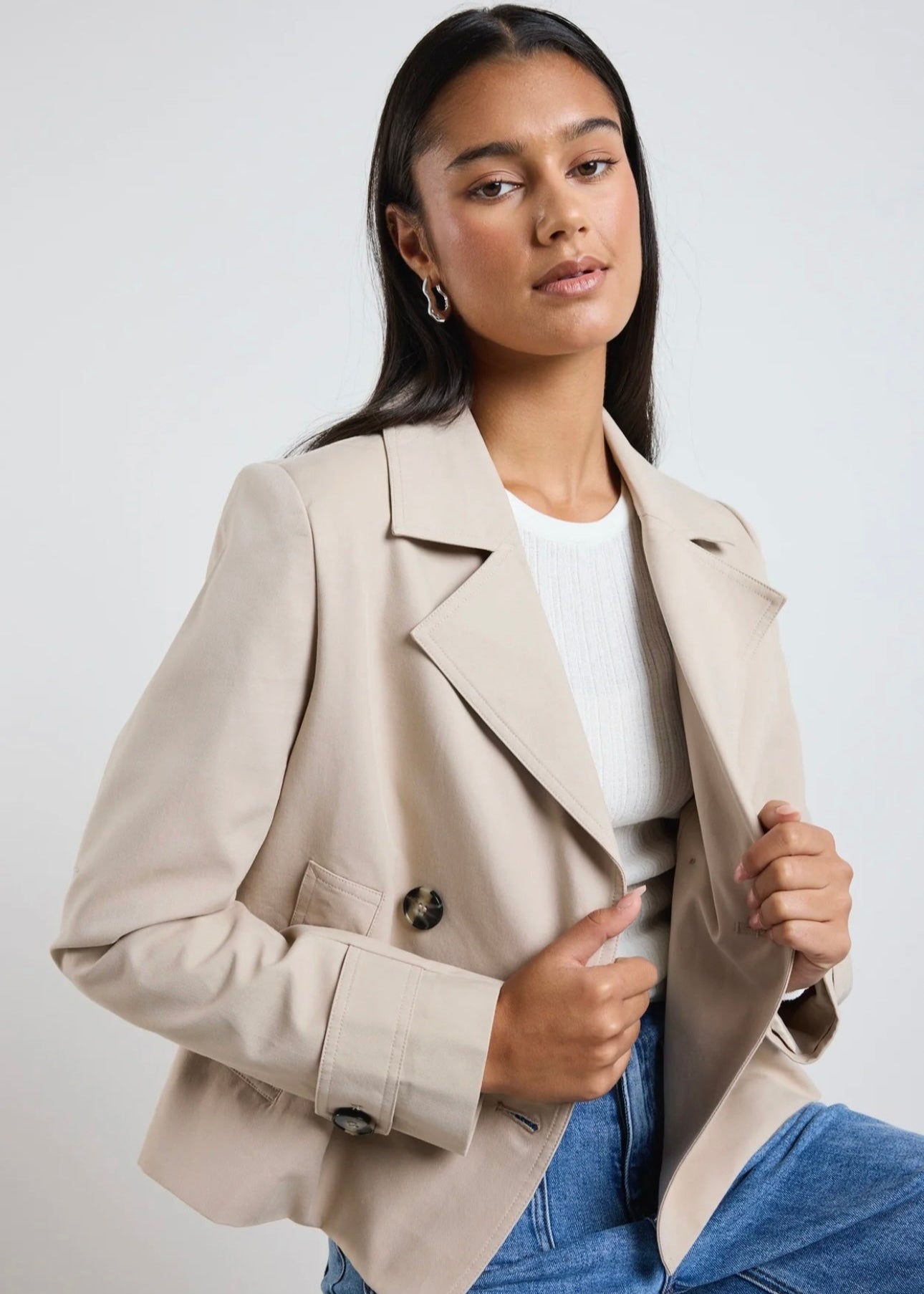 Pathway Cropped Trench Jacket ~ Taupe