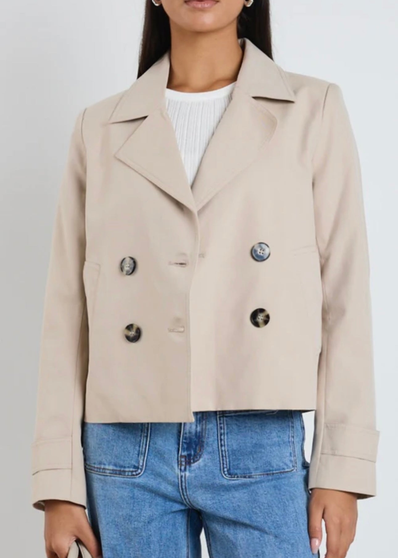 Pathway Cropped Trench Jacket ~ Taupe