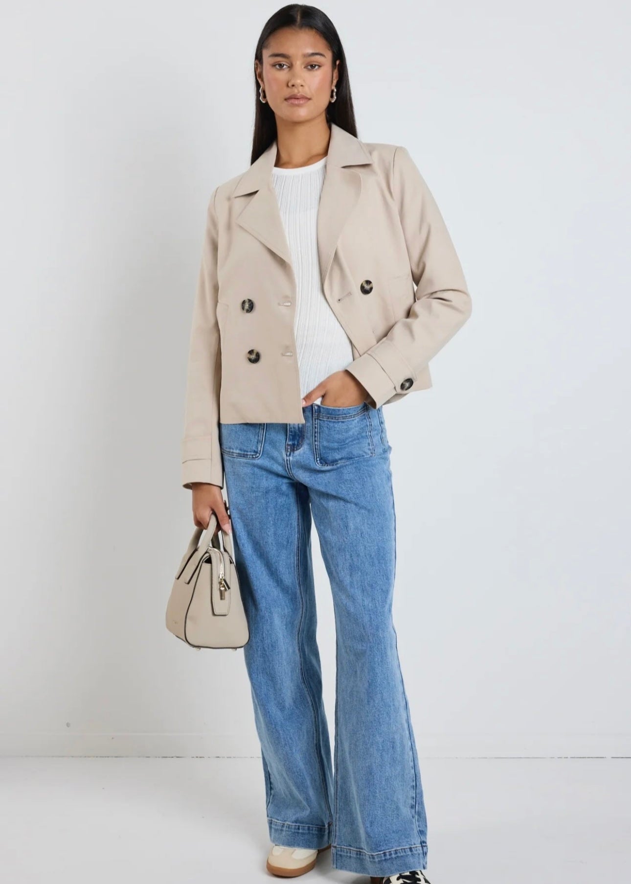 Pathway Cropped Trench Jacket ~ Taupe