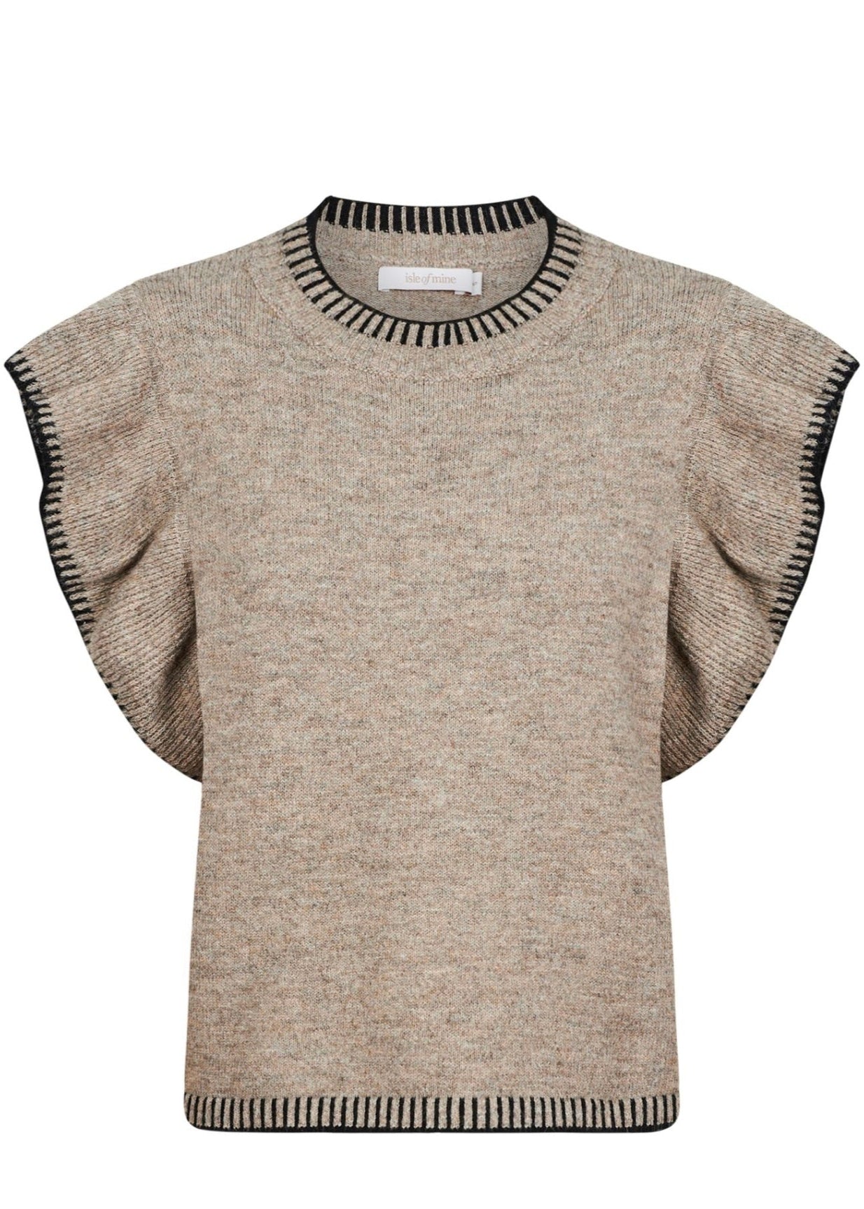 Athena Frill Top ~ Taupe