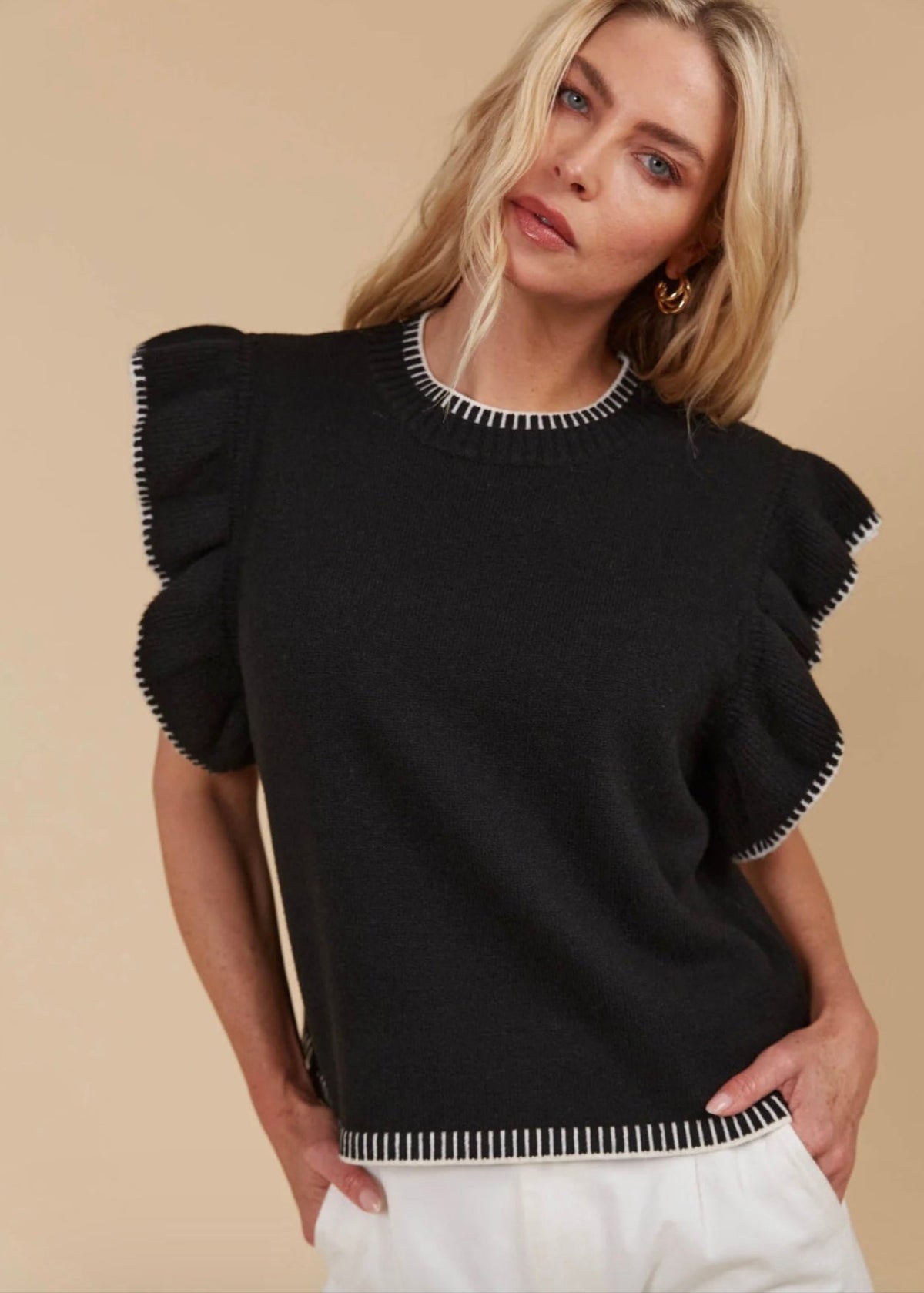 Athena Frill Top ~ Onyx