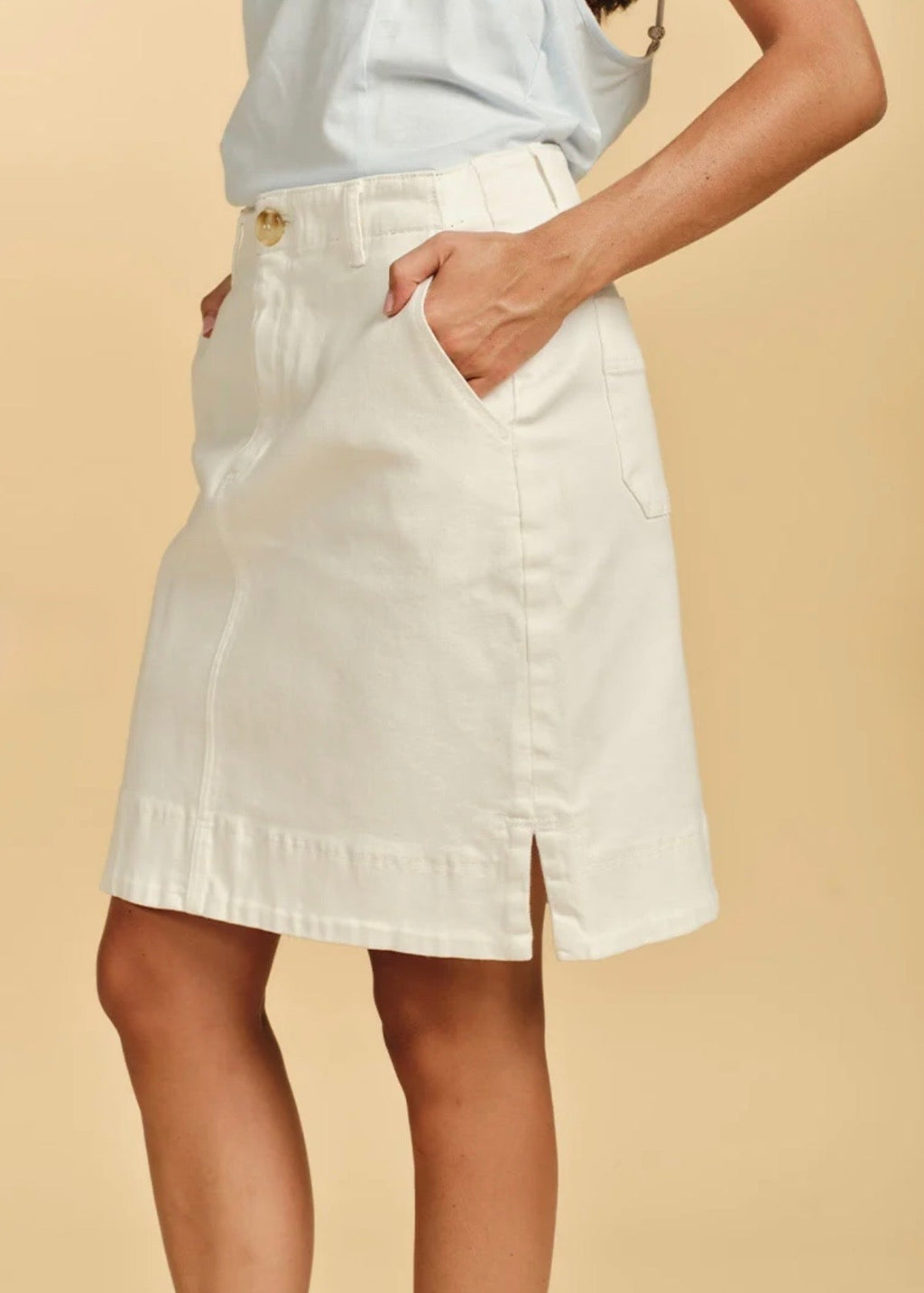 Sapphire Denim Skirt ~ White