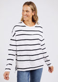 Jayne Stripe Throw On Top ~ White/Navy