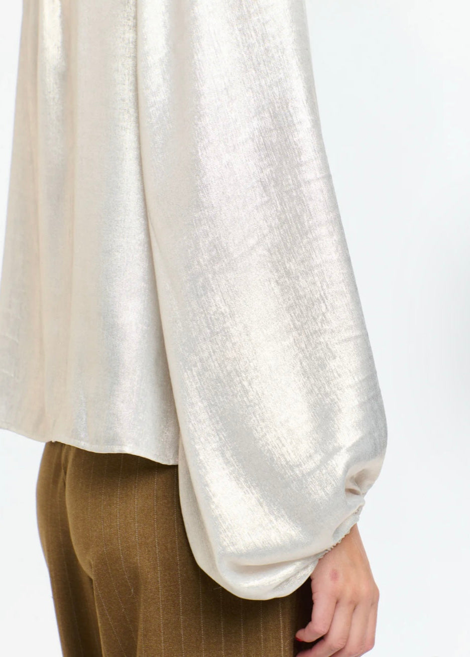 Pussy Bow Top ~ Champagne