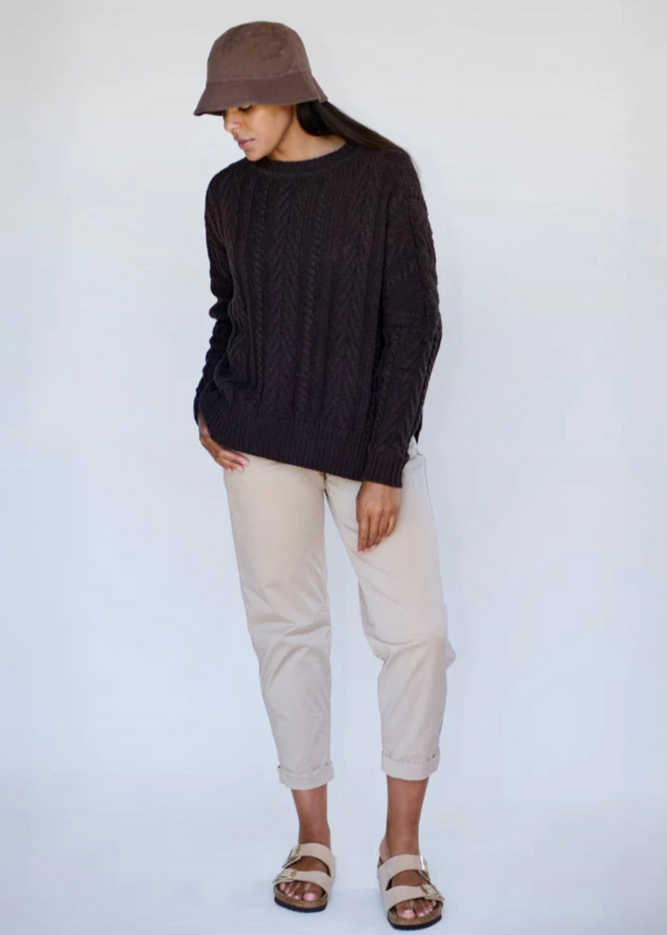 Soft Touch Cable Pullover ~ Chocolate