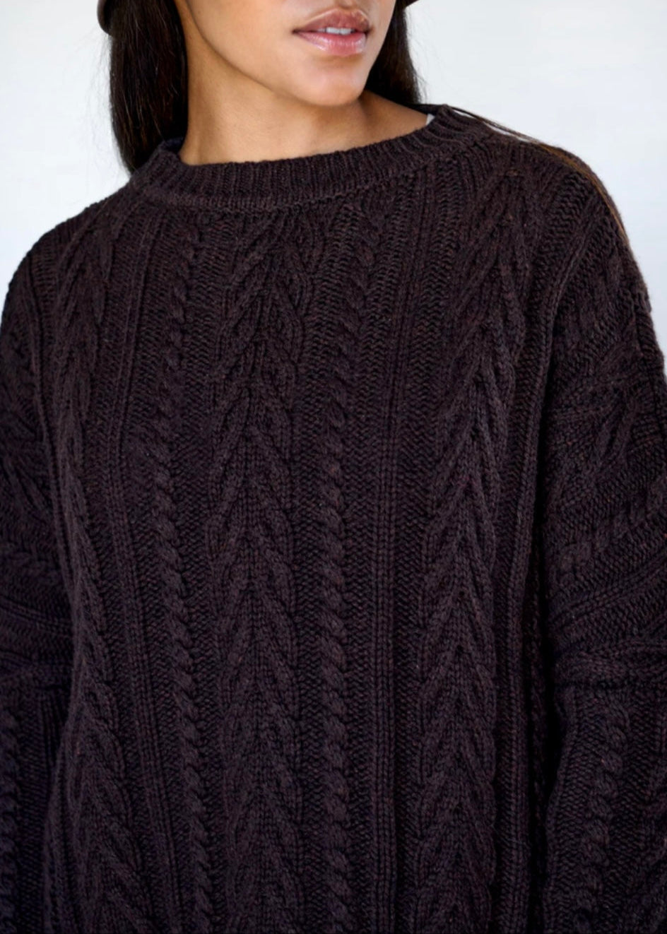 Soft Touch Cable Pullover ~ Chocolate