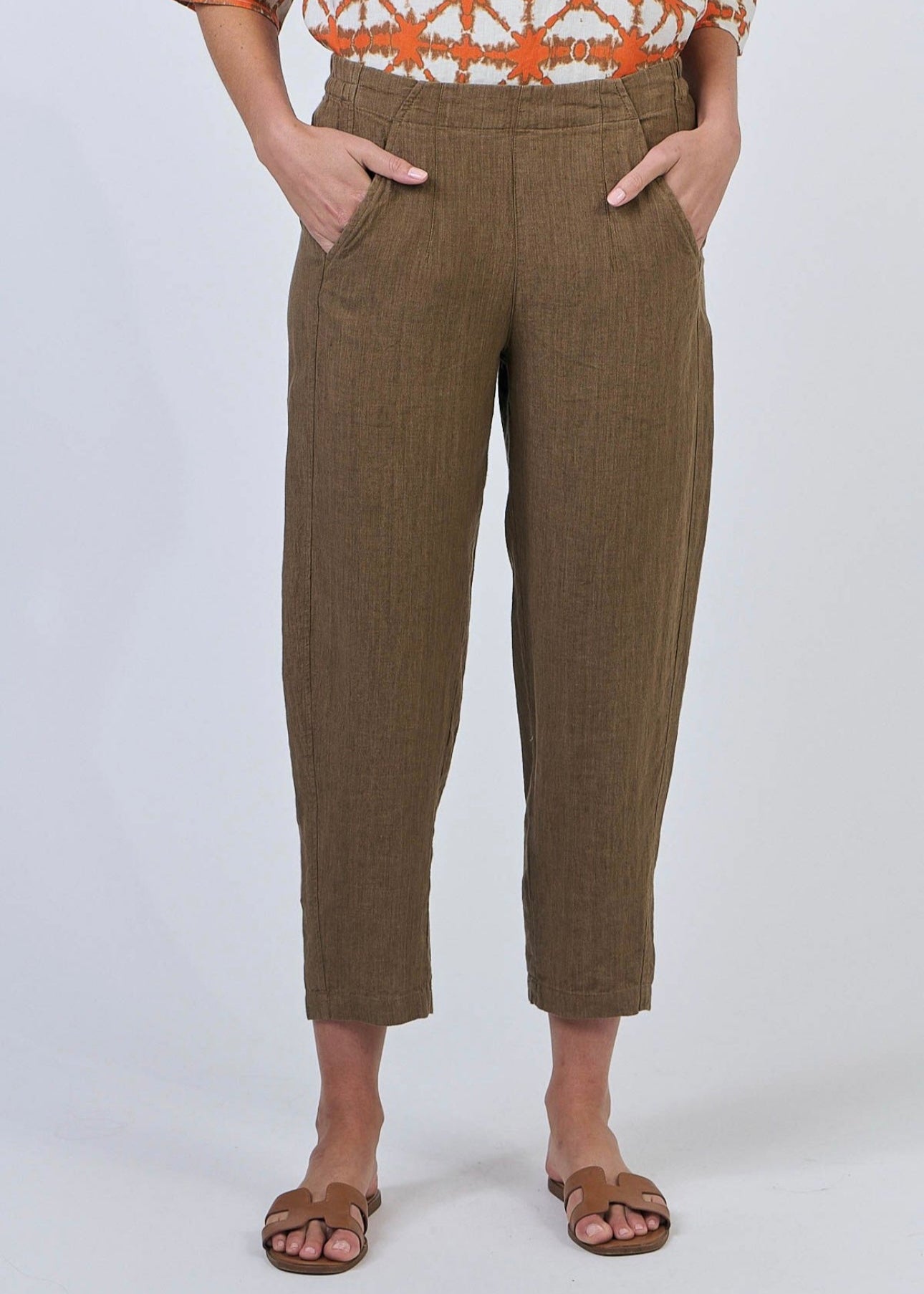 Cropped Linen Pant ~ Tobacco