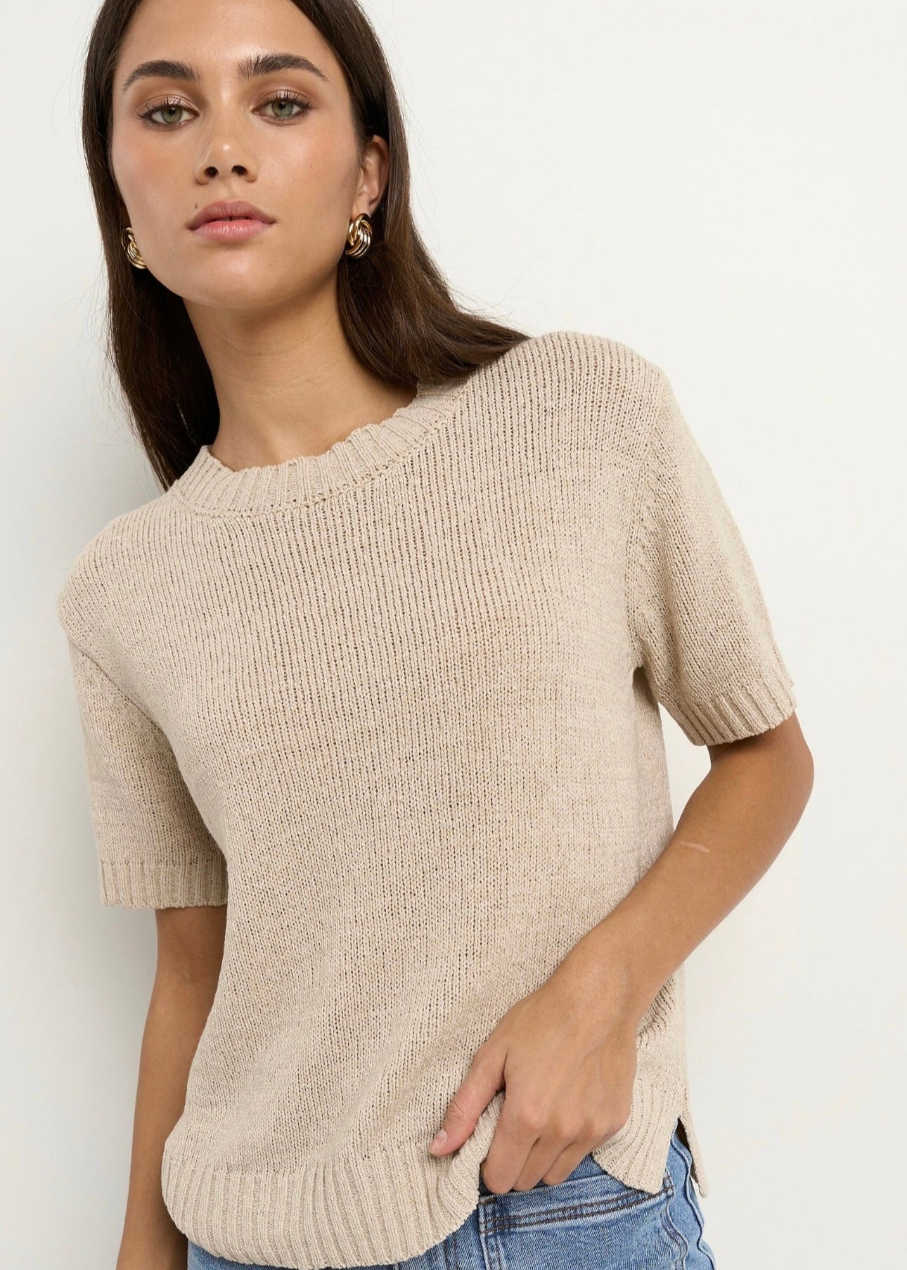 Loveable Tape Yarn Knit Tee ~ Natural