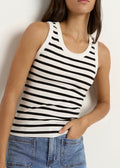 Cobble Stripe Rib Cutaway Tank ~ Black & White