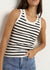 Cobble Stripe Rib Cutaway Tank ~ Black & White