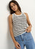 Cobble Stripe Rib Cutaway Tank ~ Black & White