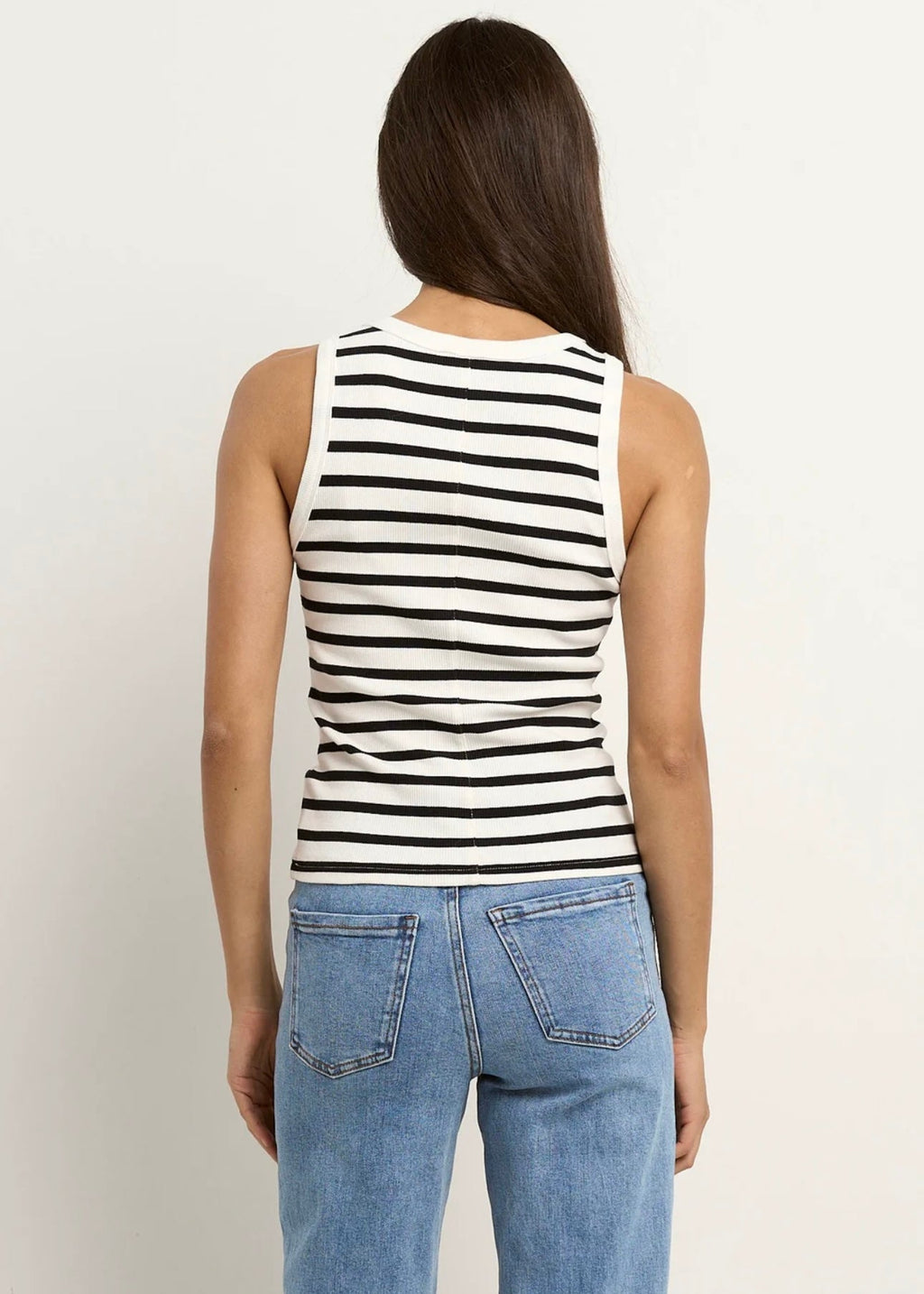 Cobble Stripe Rib Cutaway Tank ~ Black & White