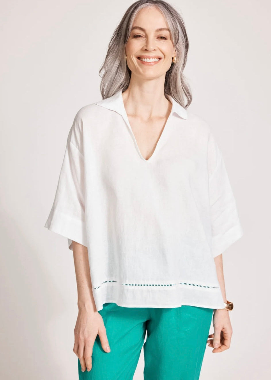Miramar Collared Top ~ White