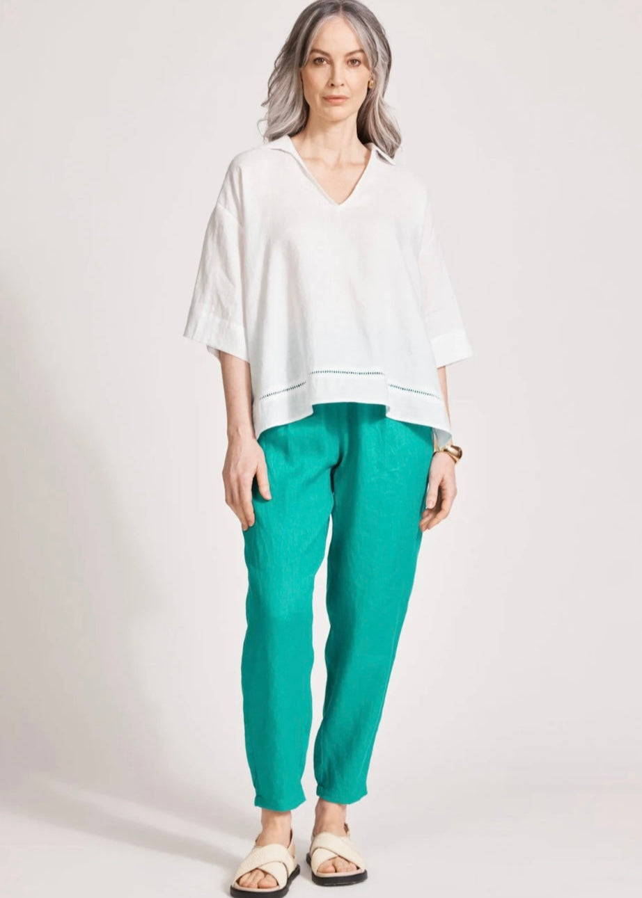 Miramar Collared Top ~ White
