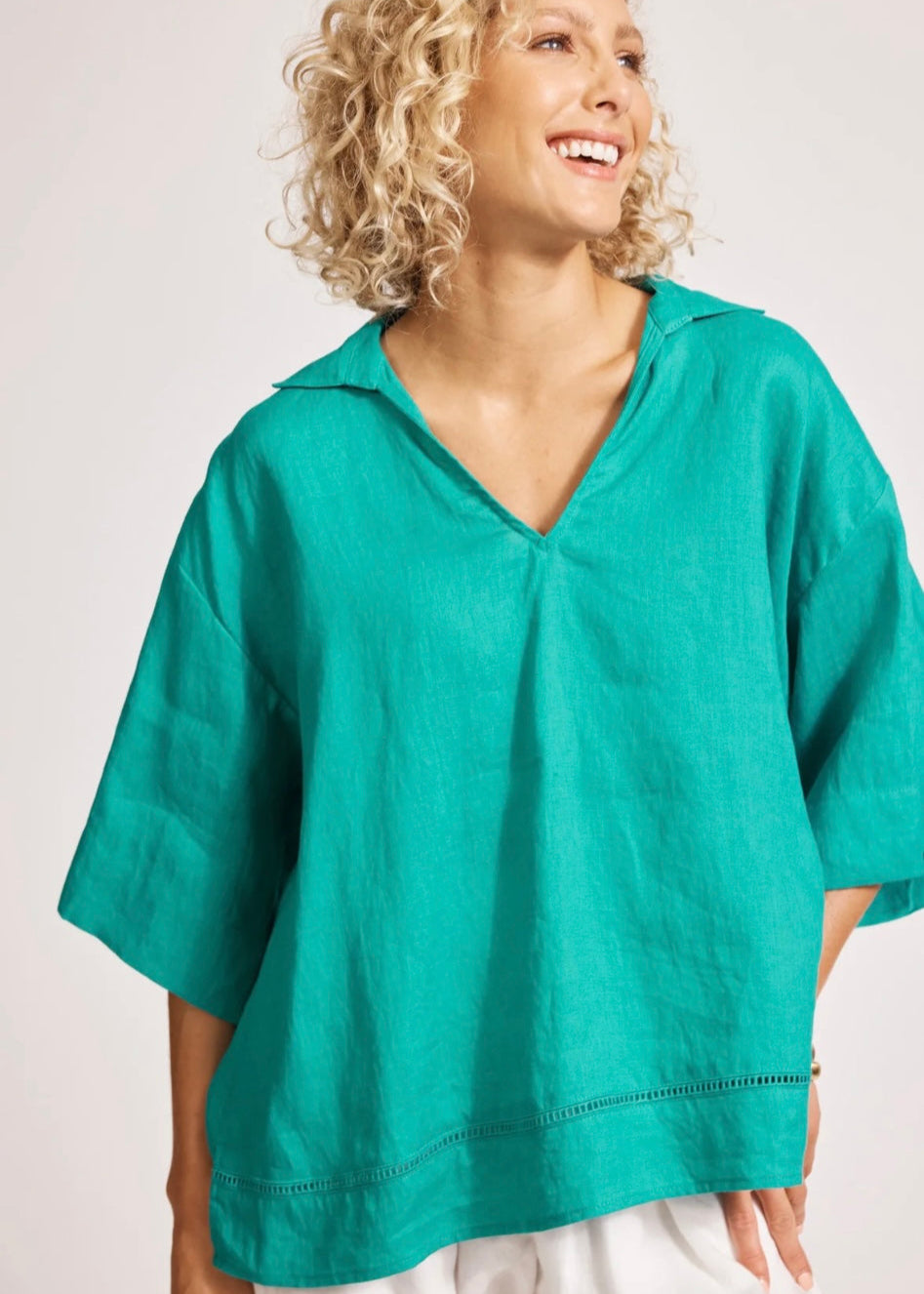 Miramar Collared Top ~ Lagoon