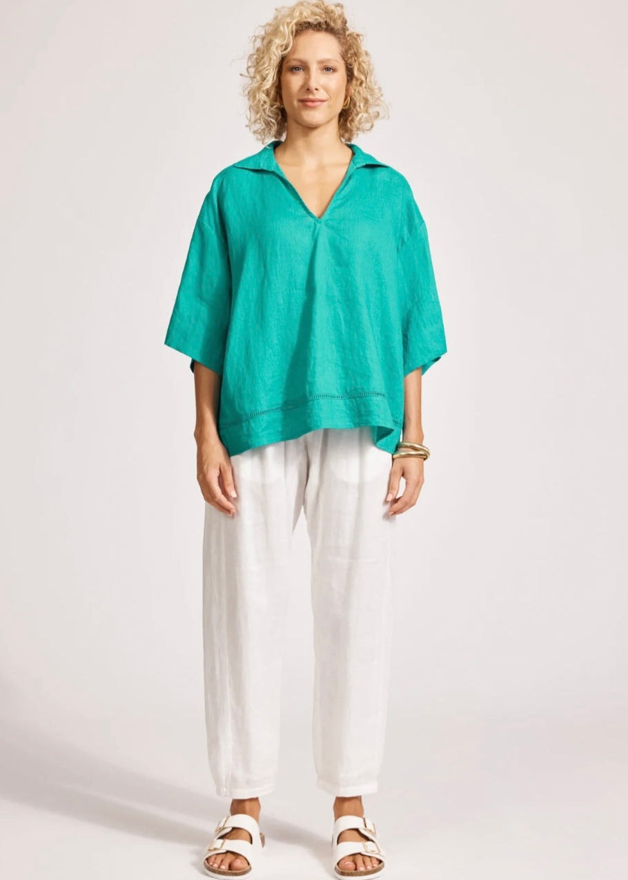 Miramar Collared Top ~ Lagoon
