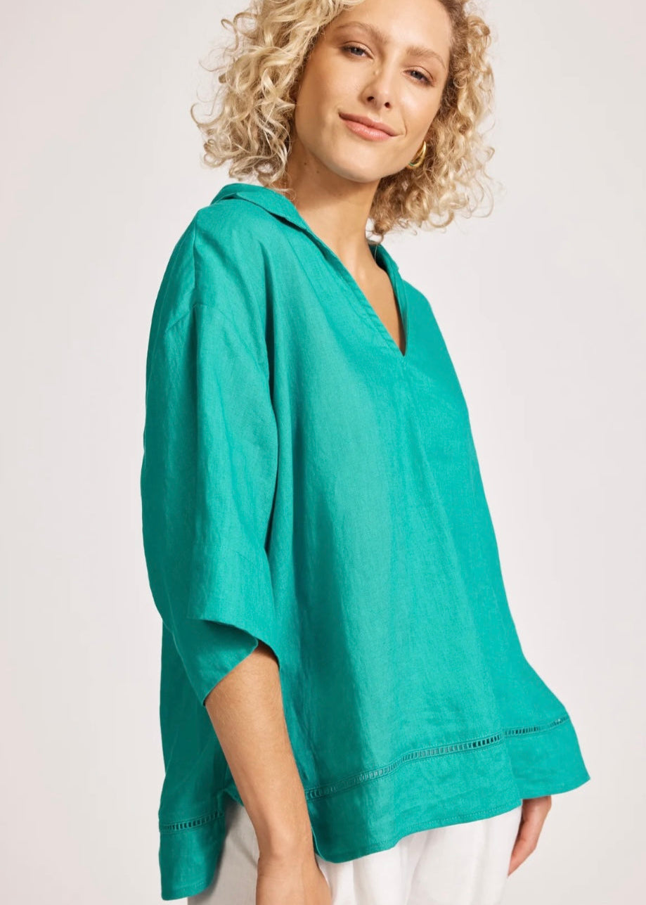 Miramar Collared Top ~ Lagoon