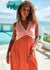Alegria Spliced Maxi Dress ~ Cameo/Coral